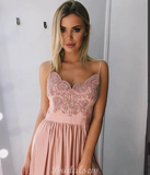 Elegant  A-line Spaghetti Straps Sleeveless Modest Long Prom Dresses, Evening Dress PD440