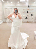 Elegant Plus Size Mermaid Classic Fitted Beach Vintage Long Wedding Dresses WD389