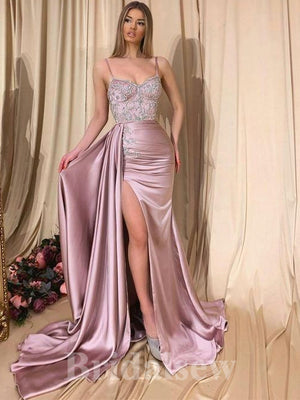 Elegant Spaghetti Straps Stylish Black Girls Long Mermaid Party Women Evening Prom Dresses PD919