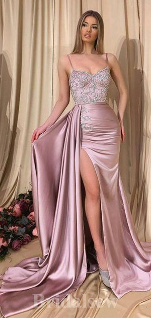 Elegant Spaghetti Straps Stylish Black Girls Long Mermaid Party Women Evening Prom Dresses PD919