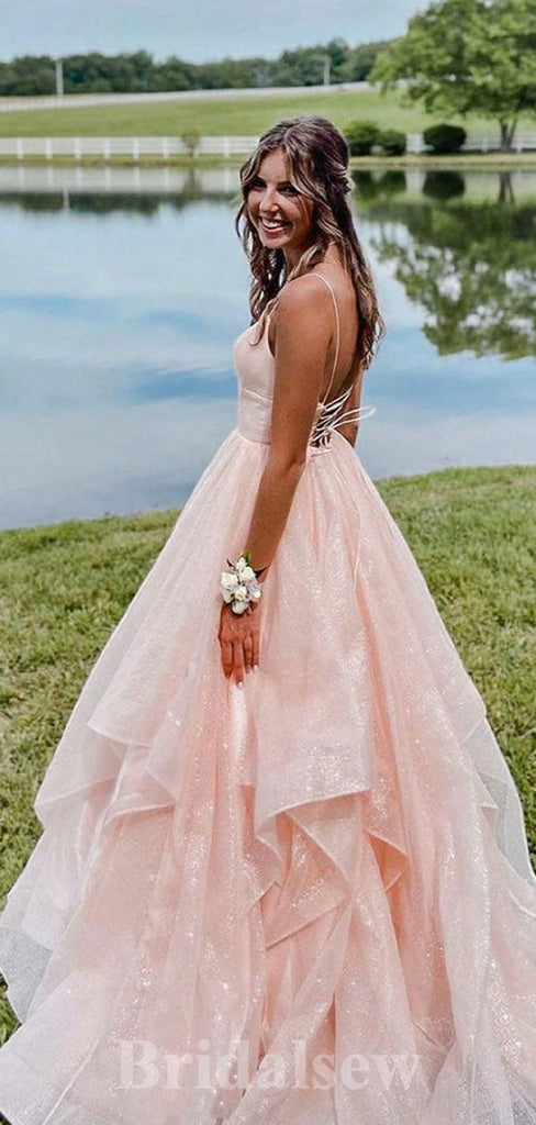 Fashion Stunning Princess Modest Spaghetti Straps Long Women Evening Prom Dresses PD819