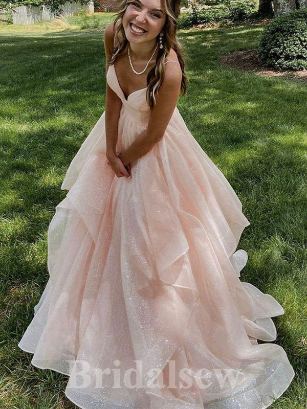 Fashion Stunning Princess Modest Spaghetti Straps Long Women Evening Prom Dresses PD819