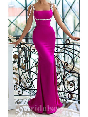 Fuchsia Mermaid Unique Best Modest Long Party Evening Prom Dresses, PD1222