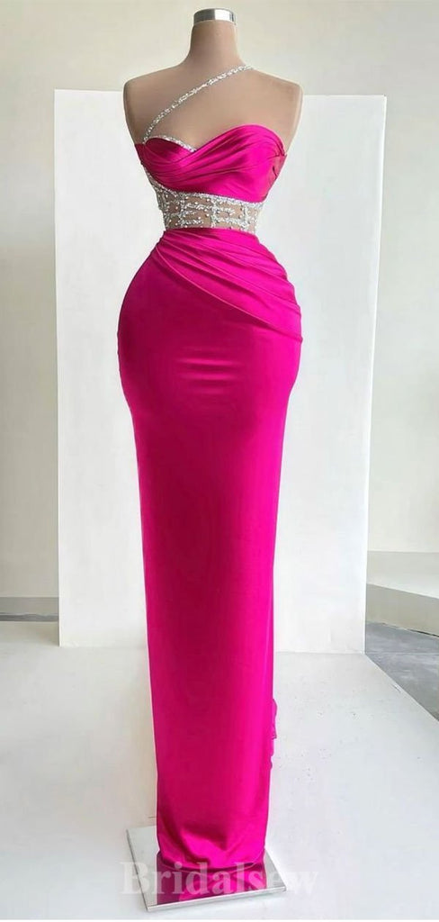 Fuchsia Mermaid Unique New Modest Long Stylish Evening Prom Dresses, PD1223