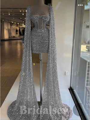 Gorgeous Sparkly Sequin Unique Glitter Short Mermaid Glitter Black Girls Slay Party Women Evening Prom Dresses PD663