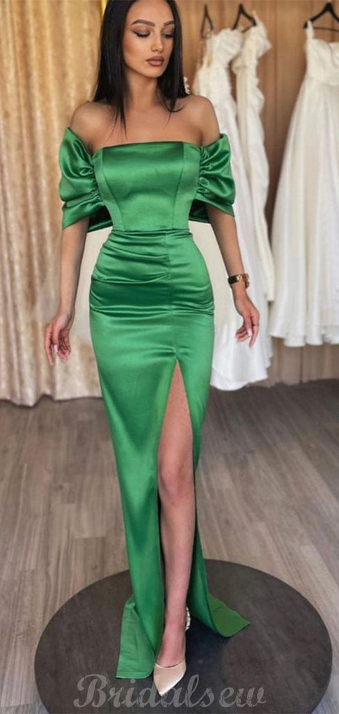Green Mermaid Unique Formal Black Girls Slay Elegant Evening Modest Long Prom Dresses PD477