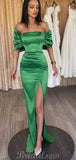 Green Mermaid Unique Formal Black Girls Slay Elegant Evening Modest Long Prom Dresses PD477