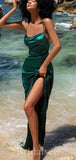 Green Spaghetti Straps Long Mermaid Stylish Modest Popular Evening Prom Dresses PD942
