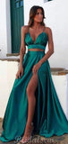 Green Spaghetti Straps Simple Party Women Long Evening Party Prom Dresses PD571