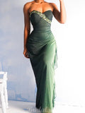 Green Unique Strapless Mermaid New Vintage Stylish Long Women Best Evening Prom Dresses PD1013