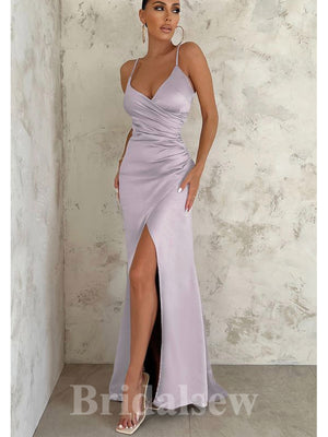 Lilac New Simple Spaghetti Straps Long Mermaid Elegant Party Evening Prom Dresses PD947