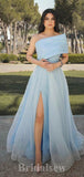 Long One Shoulder Sky Blue Organza Slit Glitter Black Girls Slay Party Women Evening Prom Dresses PD666