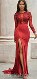 Long Sleeves Fashion Popular Real Made Mermaid Long Women Evening Prom Dresses PD784