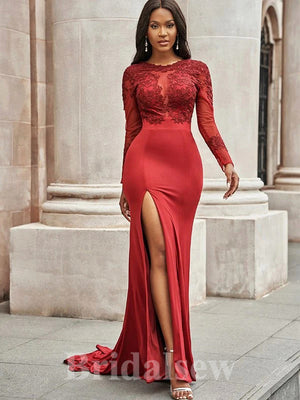 Long Sleeves Fashion Popular Real Made Mermaid Long Women Evening Prom Dresses PD784