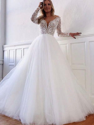 Long Sleeves Popular Elegant Garden Vintage Dream Beach Long Wedding Dresses WD224