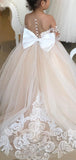 Long Sleeves Lace Tulle Cinderella Princess Flower Girl Dresses FG010