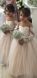 Long Sleeves Lace Tulle Cinderella Princess Flower Girl Dresses FG010