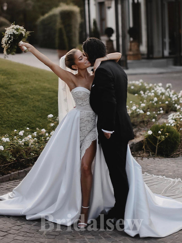 Luxurious Mermaid Detachable Classic Lace Country Beach Vintage Long Wedding Dresses WD396