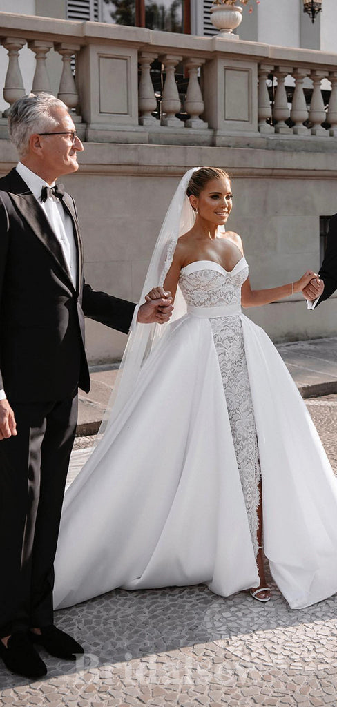 Luxurious Mermaid Detachable Classic Lace Country Beach Vintage Long Wedding Dresses WD396