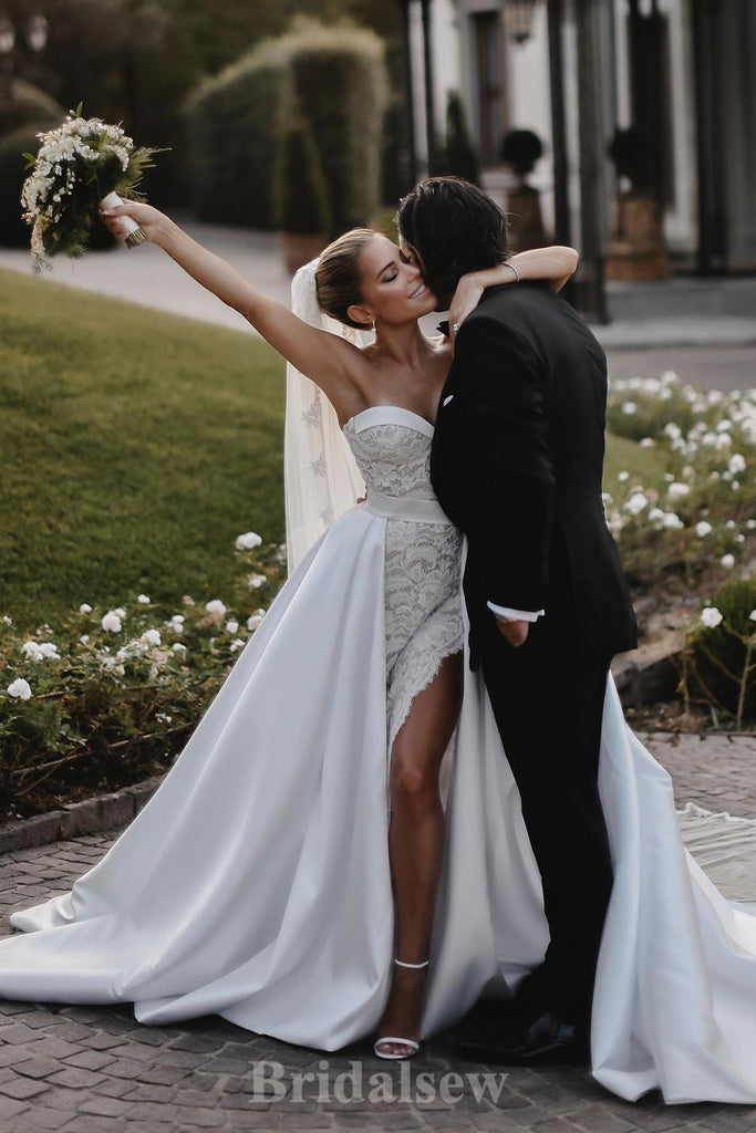 Luxurious Mermaid Detachable Classic Lace Country Beach Vintage Long Wedding Dresses WD396