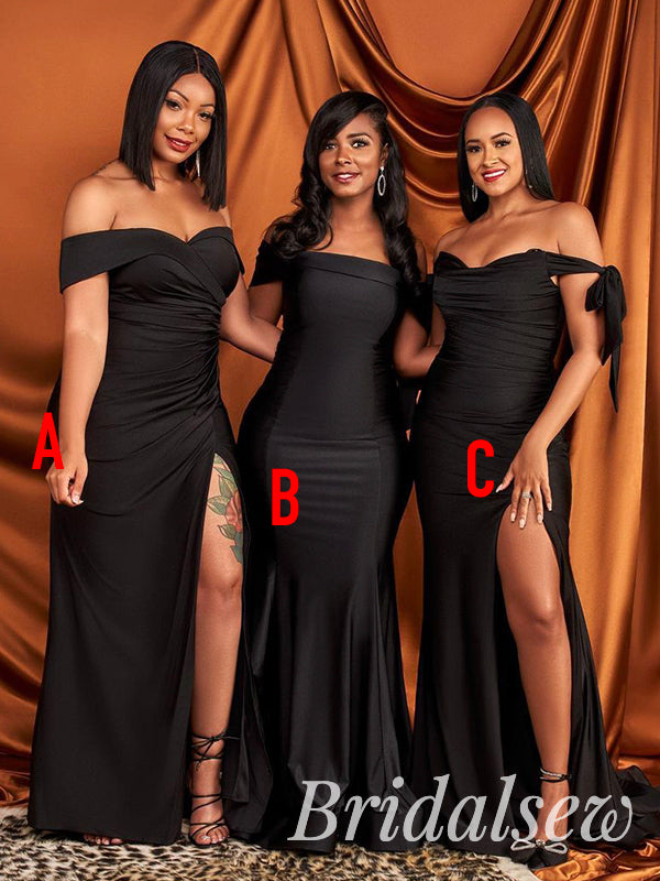 Mismatched Black Mermaid Formal Long Bridesmaid Dresses Online BD068