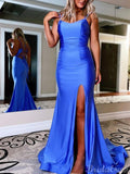 Mermaid Blue Sexy Simple Modest Long Evening Prom Dresses PD227