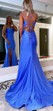 Mermaid Blue Sexy Simple Modest Long Evening Prom Dresses PD227