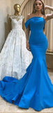 Mermaid Blue Simple Long Prom Dresses for Black Girls, Evening Dresses PD179