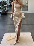 Mermaid Champagne Black Girls Slay Elegant Evening Modest Long Prom Dresses PD467