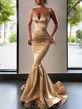 Mermaid Champagne Elegant Unique Party Prom Dresses, Prom Dress PD107