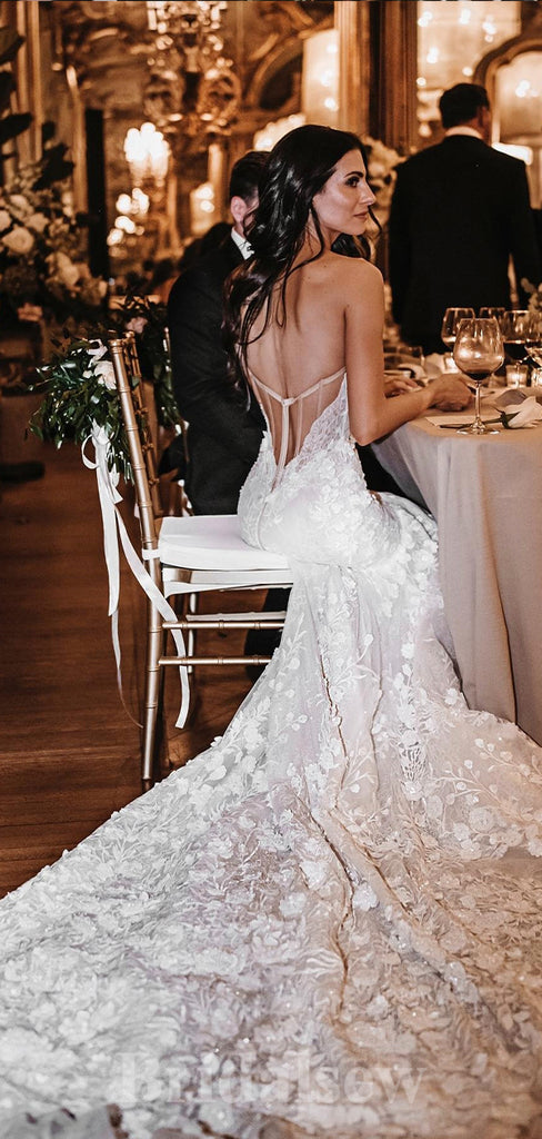 Mermaid Elegant Beach Vintage Long Unique Popular Lace Wedding Dresses WD351