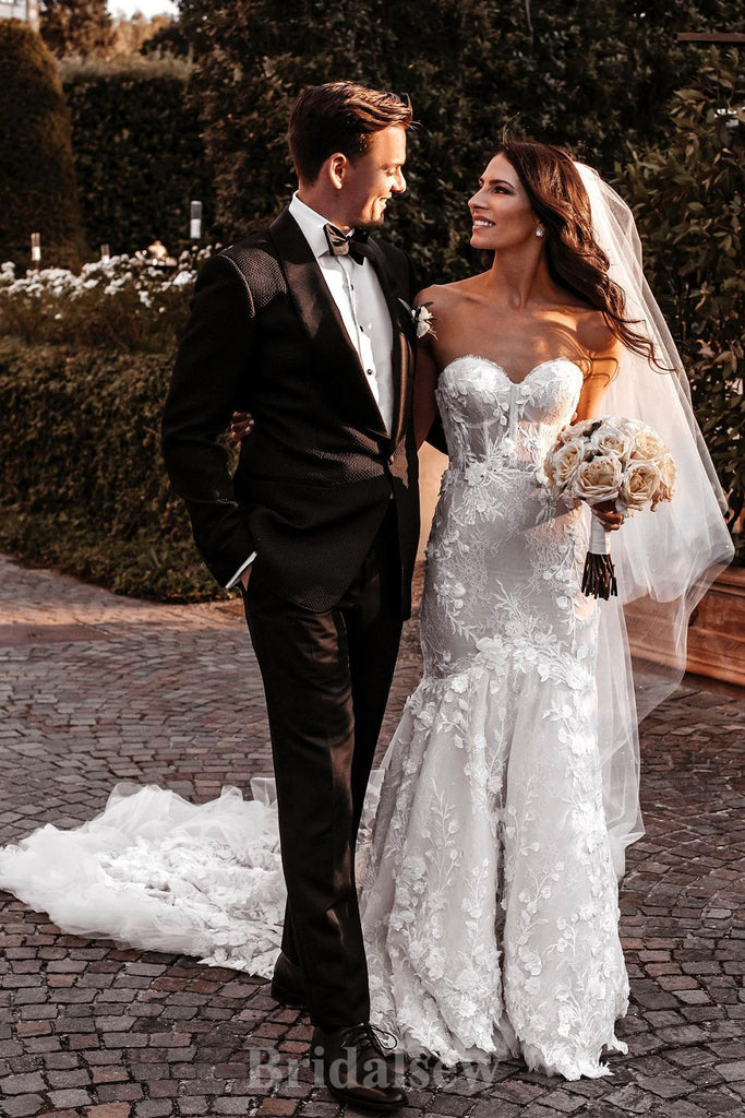 Mermaid Elegant Beach Vintage Long Unique Popular Lace Wedding Dresses WD351