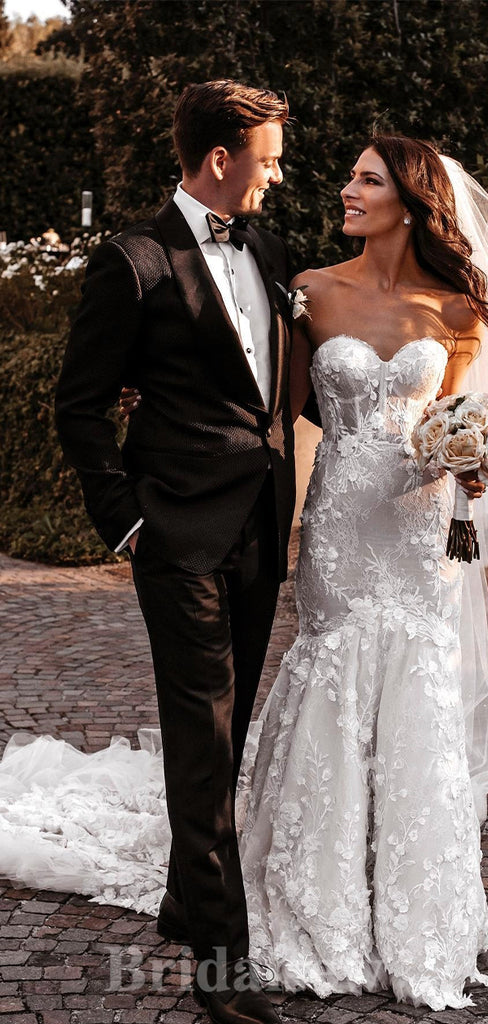 Mermaid Elegant Beach Vintage Long Unique Popular Lace Wedding Dresses WD351