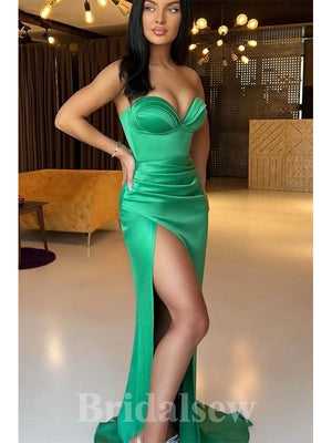 Mermaid Green Elegant Slit Long Best Party Women Prom Dresses, Evening Dress PD672