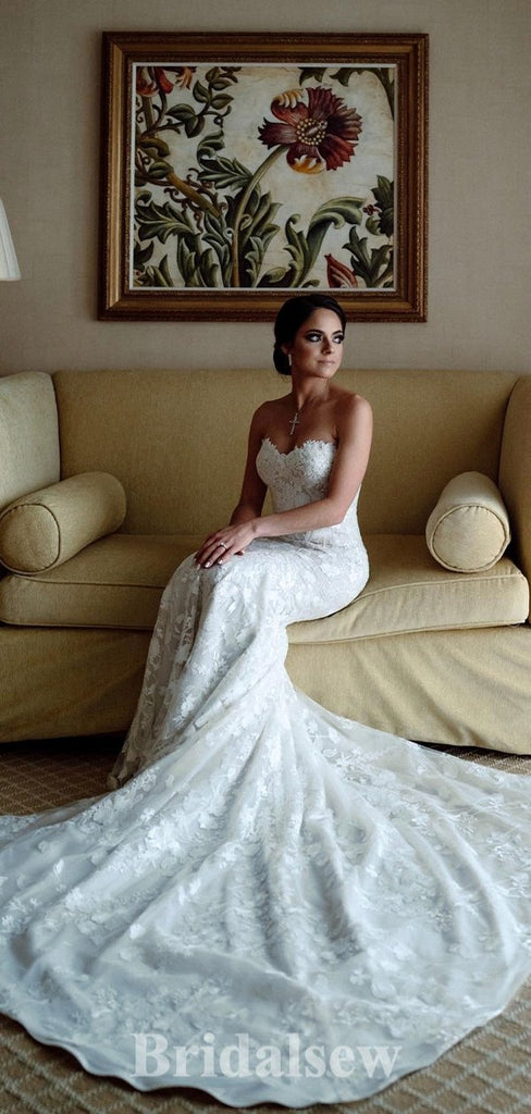 Mermaid Lace Sleeveless Garden Vintage Dream Beach Long Wedding Dresses WD495