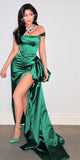 Mermaid Off the Shoulder Green Unique Formal Modest Long Evening Prom Dresses PD1079