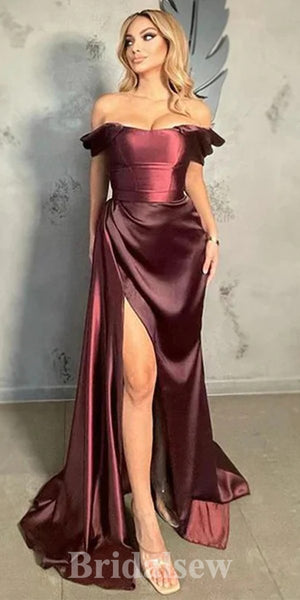 Mermaid Off the Shoulder Satin Elegant Stylish Party Evening Long Prom Dresses PD1115