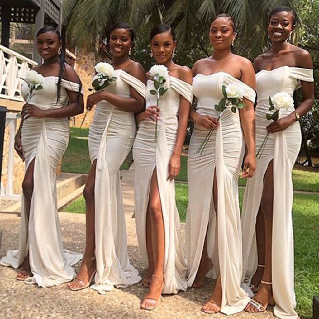 Mermaid Off the Shoulder Side Slit Formal Bridesmaid Dresses BD005