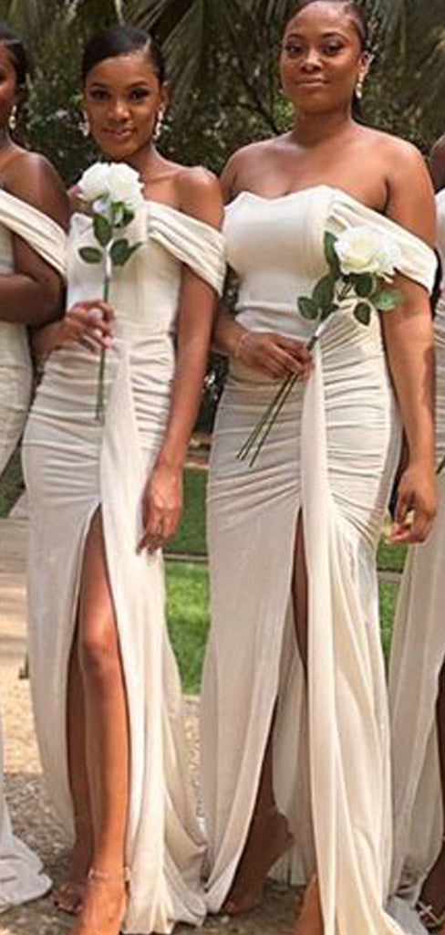 Mermaid Off the Shoulder Side Slit Formal Bridesmaid Dresses BD005