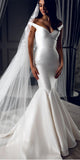 Mermaid Off the Shoulder Simple Beach Long Wedding Dresses WD010