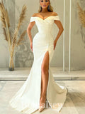 Mermaid Off the Shoulder Simple Elegant Vintage Dream Beach Long Wedding Dresses WD493