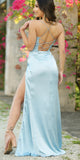 Mermaid Pale Blue Best Elegant Formal Black Girls Slay Evening Long Prom Dresses PD524