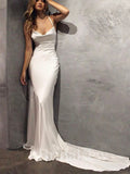 Mermaid Popular Satin Elegant Classic Garden Beach Vintage Long Wedding Dresses WD299