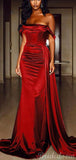 Mermaid Red Satin Elegant Simple Party Long Prom Dresses, Evening Dress PD354