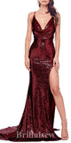 Mermaid Sequin Red Green Champagne Sparkly Modest Party Evening Long Prom Dresses PD1135