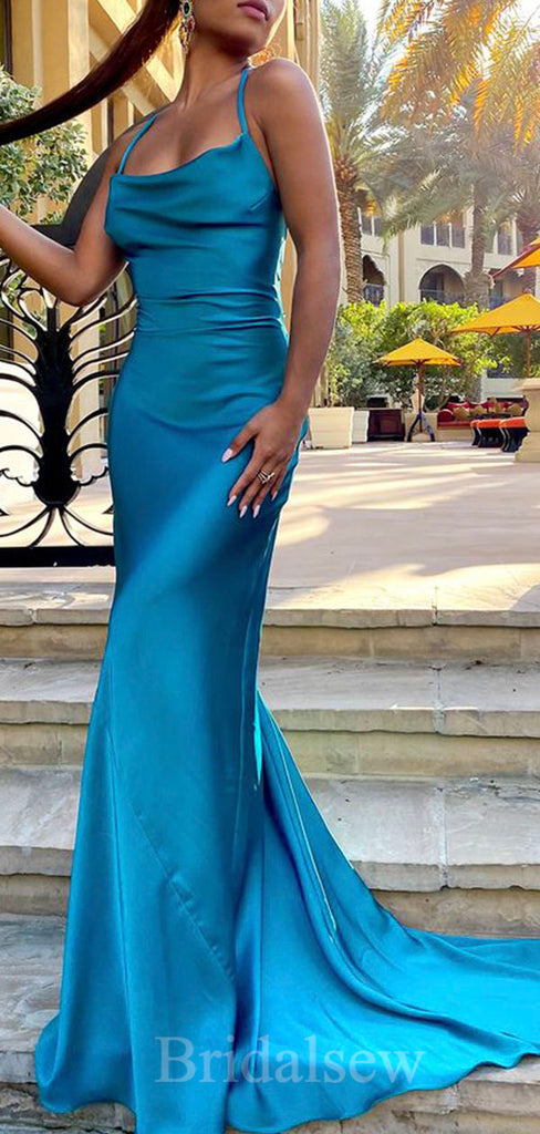 Mermaid Sexy Simple Spaghetti Straps Black Girls Slay Women Long Evening Prom Dresses PD592