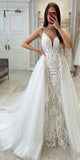 Mermaid Spaghetti Straps Detachable Stylish Garden Vintage Dream Beach Long Wedding Dresses WD500