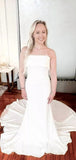 Mermaid Strapless Beach Simple Elegant Romantic Dream Vintage Long Wedding Dresses WD381
