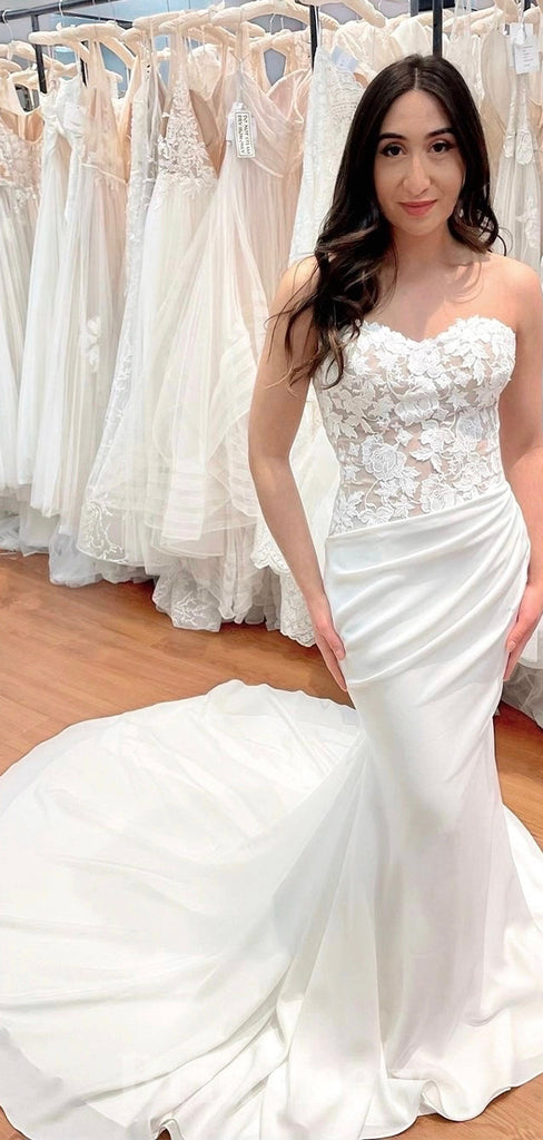 Mermaid Strapless Classic Fitted Country Beach Vintage Long Wedding Dresses WD394