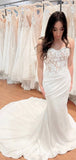 Mermaid Strapless Classic Fitted Country Beach Vintage Long Wedding Dresses WD394